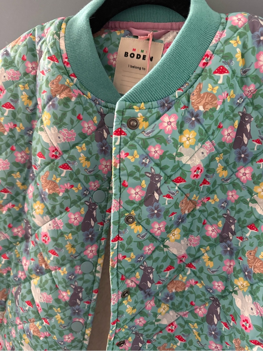 Boden Kids Quilted Floral Jacket - Green - Picture 4 of 10